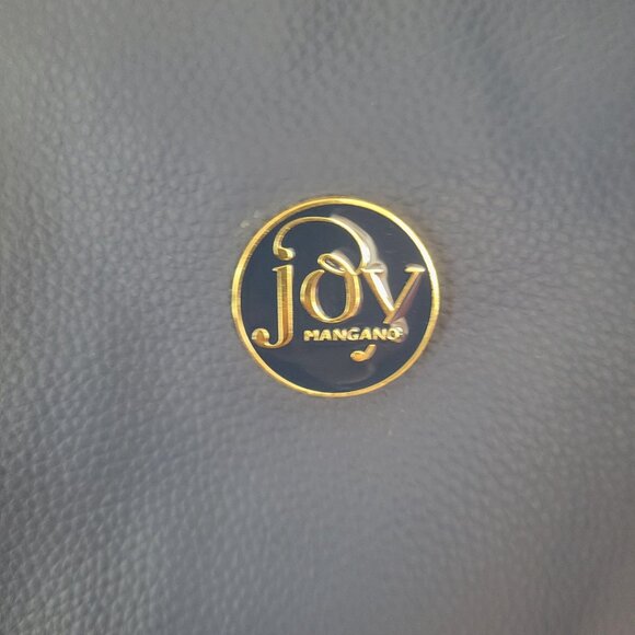 Joy Mangano Blue Leather Tote Bag With Brown Handles - Picture 2 of 12